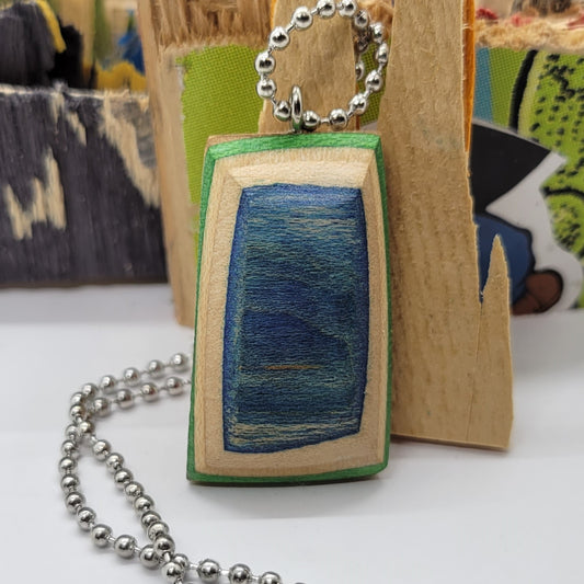 Blue and Green Skateboard Necklace