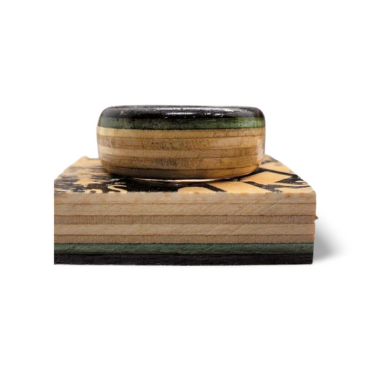 Recycled Skateboard Ring - Black and Green Edge