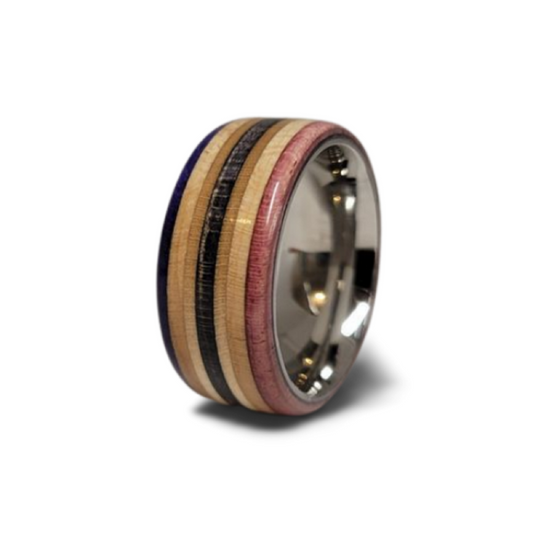 Comfort Fit Recycled Skateboard Ring - Purple, Black, and Wine Colors