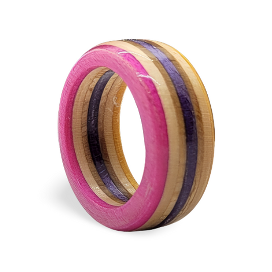 Recycled Skateboard Ring - Pink Purple Orange