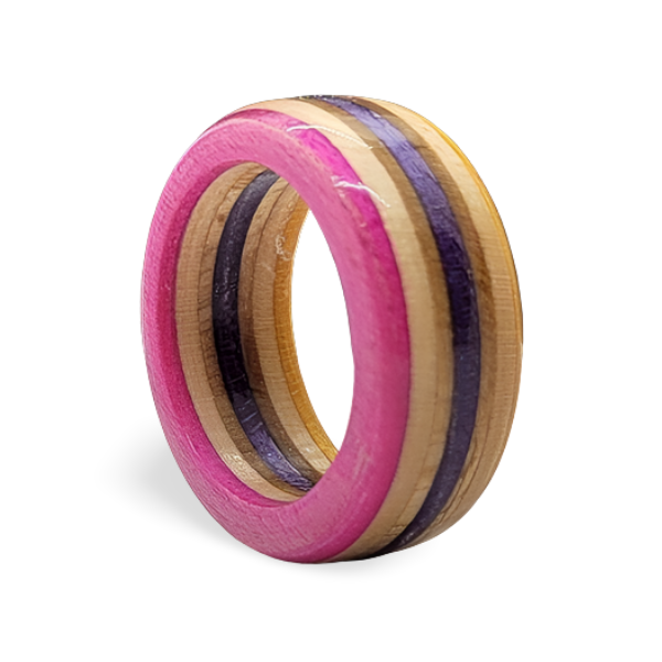 Recycled Skateboard Ring - Pink Purple Orange