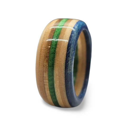 Recycled Skateboard Ring - Blue and Green
