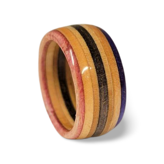Recycled Skateboard Ring - Spice Charcoal and Purple